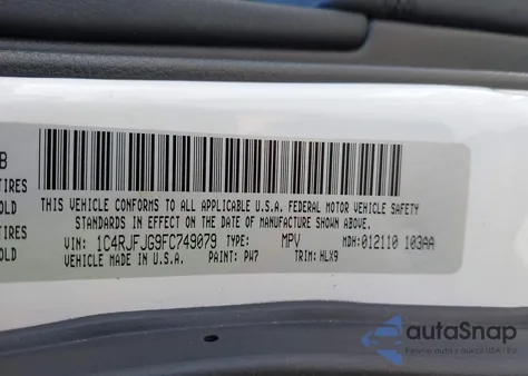 2015 Jeep Grand Cherokee Summit из США, поврежденный, VIN 1C4RJFJG9FC749079